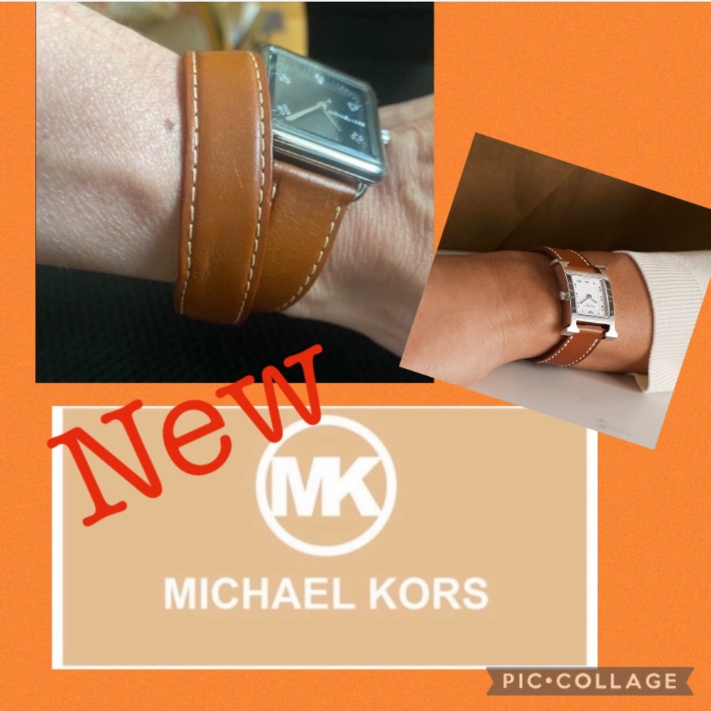 NEW Michael Kors wristlet band Tan back face Watch —adjustable/ all wrist
